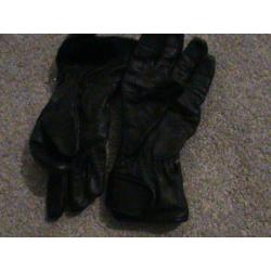 helmet and leather gloves