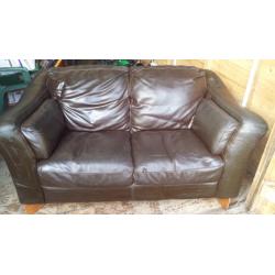 Brown leather two seater sofa