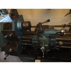 denford viceroy metal turning lathe, power feeds and accessories