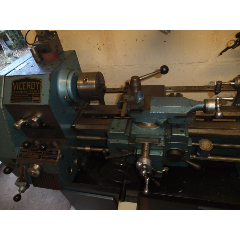 denford viceroy metal turning lathe, power feeds and accessories