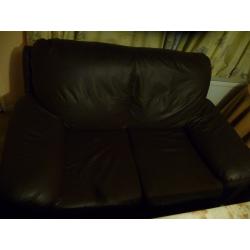 Dark brown leather sofa, 3+2 ,good quality and condition