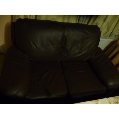 Dark brown leather sofa, 3+2 ,good quality and condition