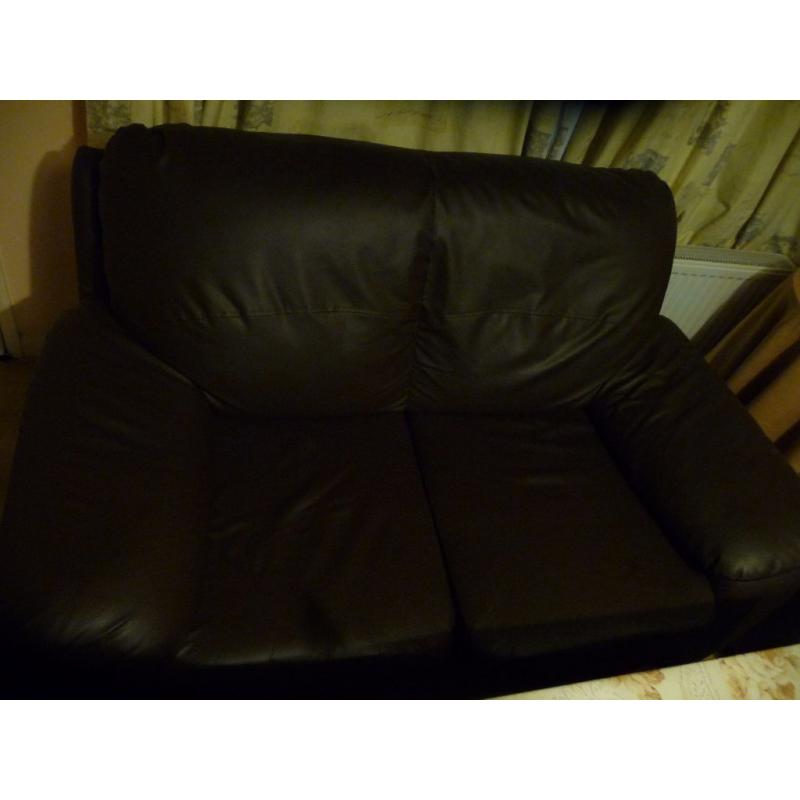 Dark brown leather sofa, 3+2 ,good quality and condition