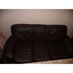 Dark brown leather sofa, 3+2 ,good quality and condition