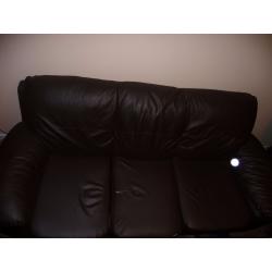 Dark brown leather sofa, 3+2 ,good quality and condition