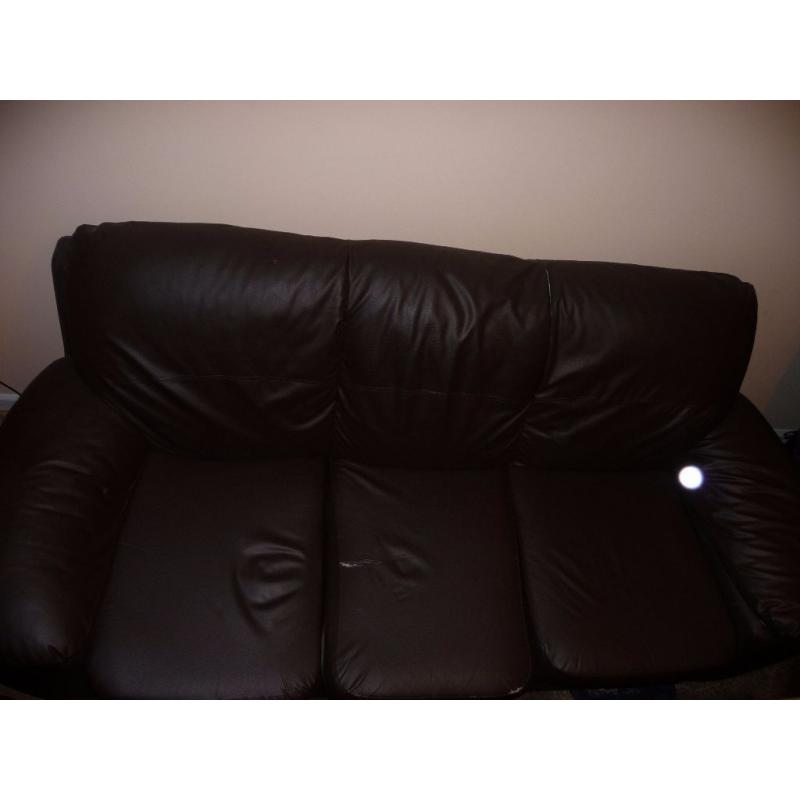 Dark brown leather sofa, 3+2 ,good quality and condition