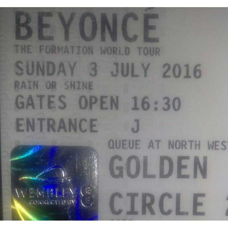 Beyonce Golden Circle Tickets x2 Sunday 3rd July 2016