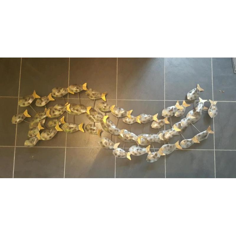 Shoal of fish metal wall art