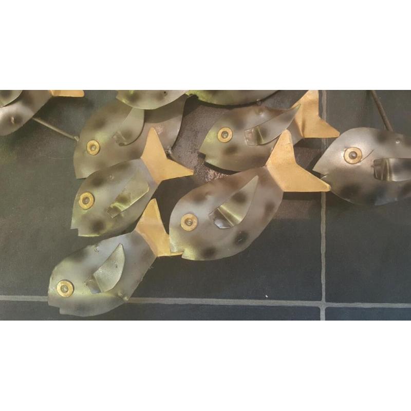 Shoal of fish metal wall art