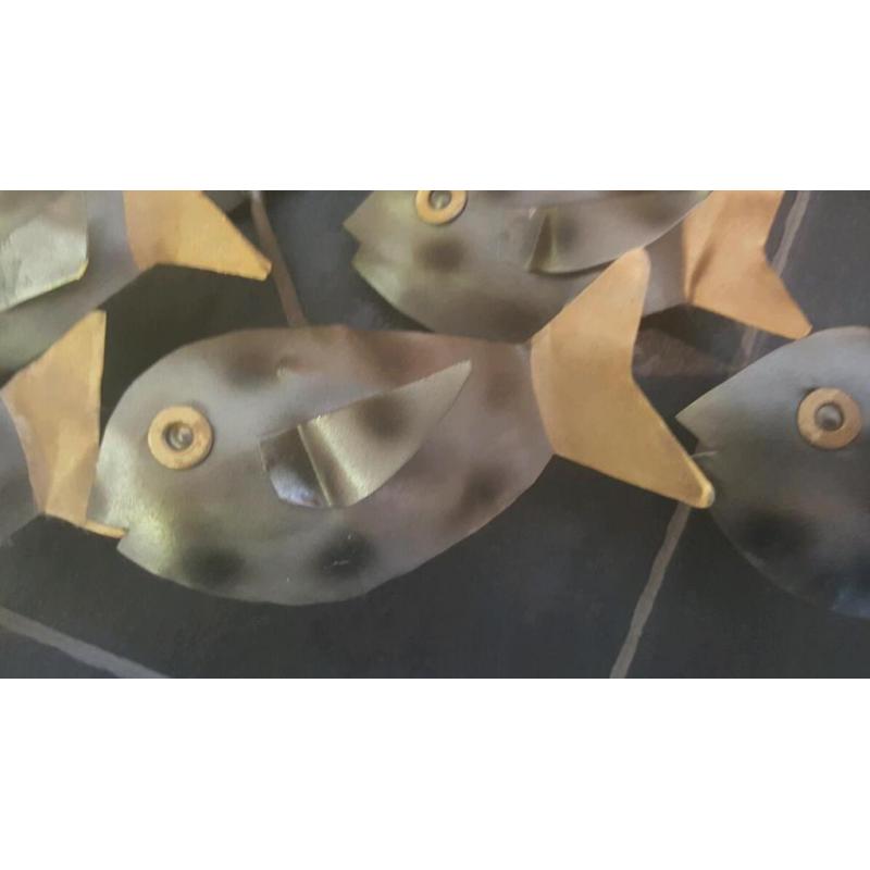 Shoal of fish metal wall art