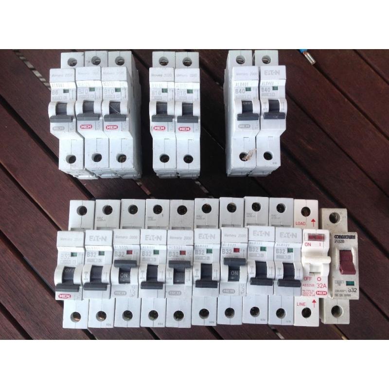 Circuit breakers various types and sizes