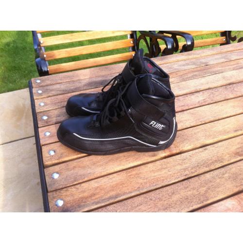 Size 8/42 Black Leather and Textile Ankle/Paddock type Motorcycle Boots.