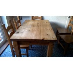 pine solid pine dining table and chairs