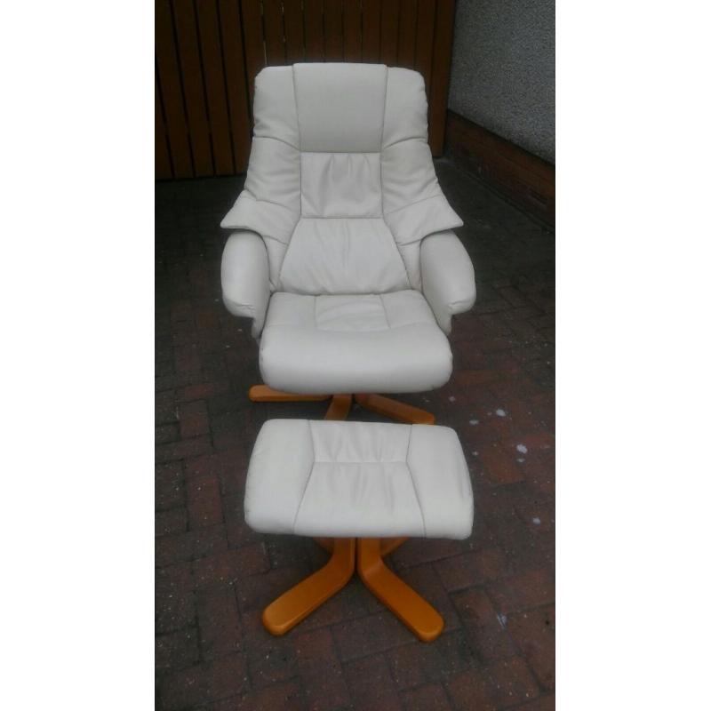 Swivel recliner chair and matching foot stool
