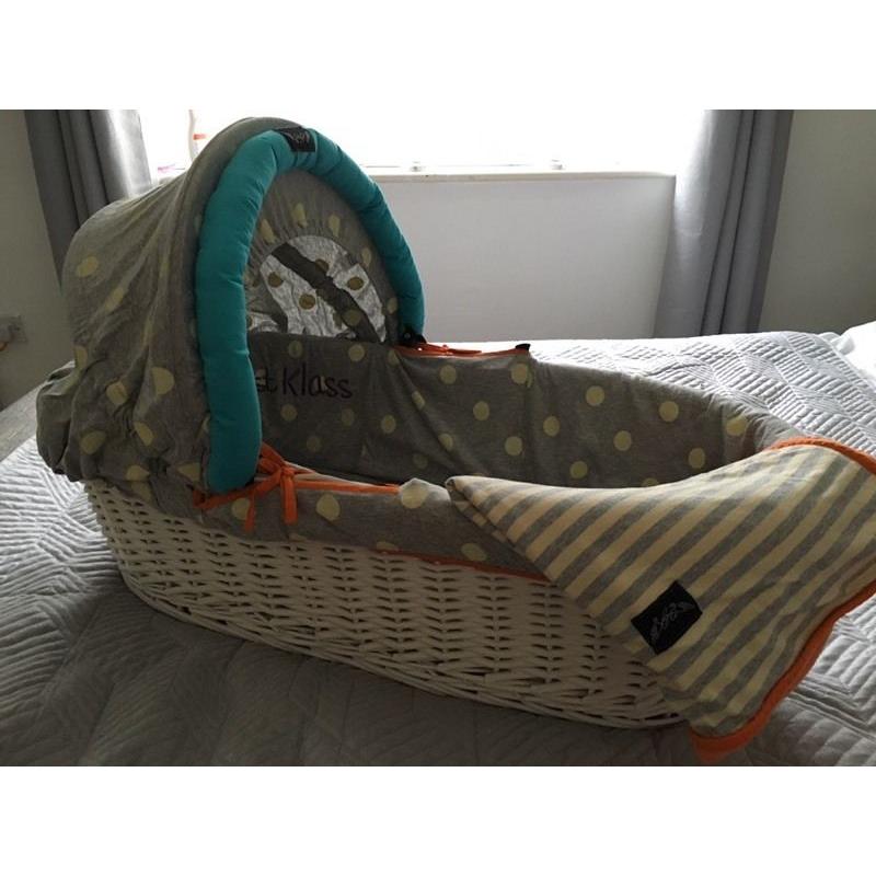 Myleen Klass white wicker Moses basket