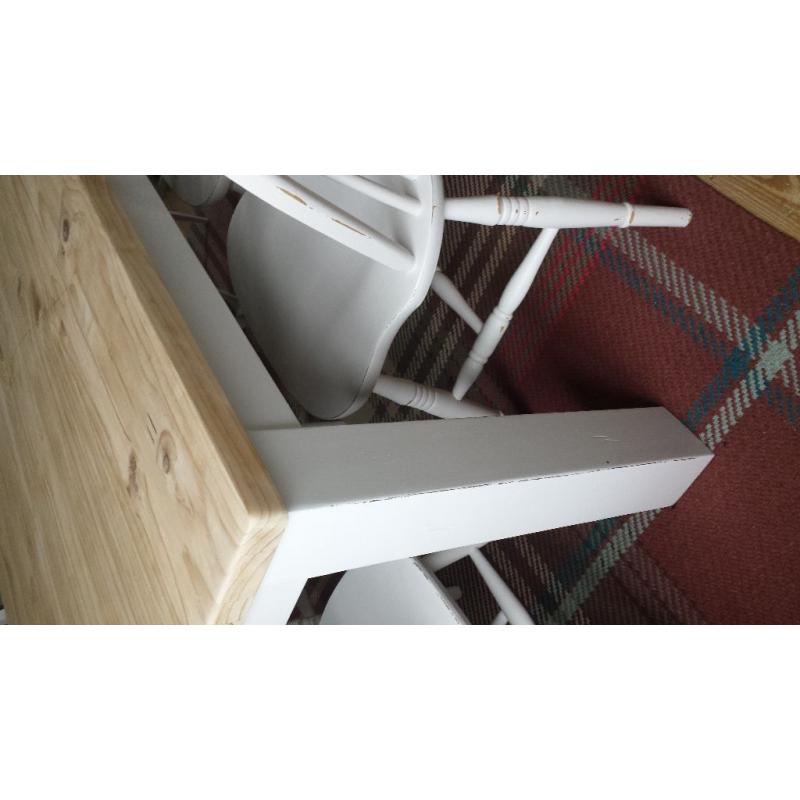 Large rustic pine table and 6 chairs