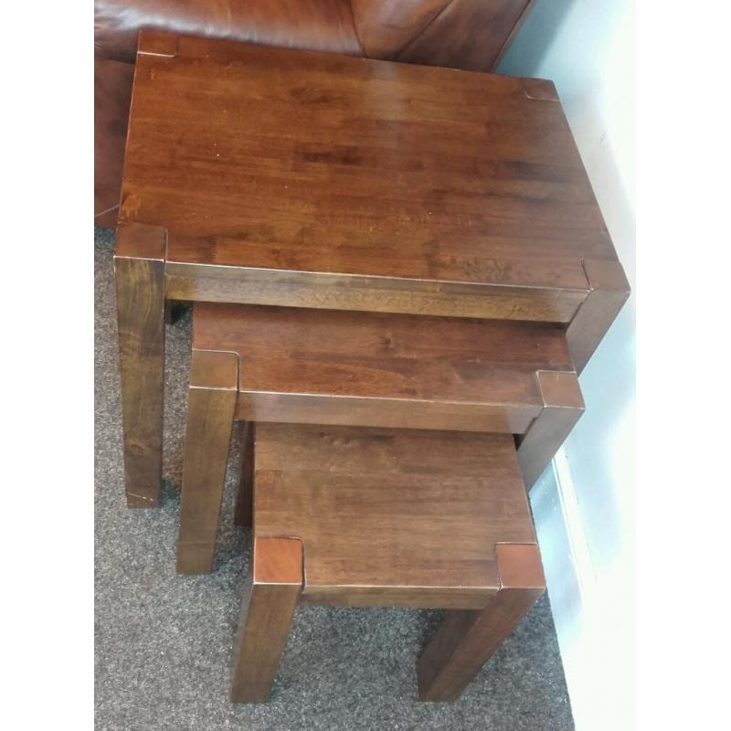 SOLID OAK NEST OF TABLES