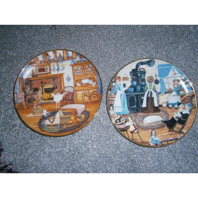 PAIR OF FRANKLIN MINT PLATES SATURDAY NIGHT BATH & HOMEMADE SWEETS KARYN E BELL