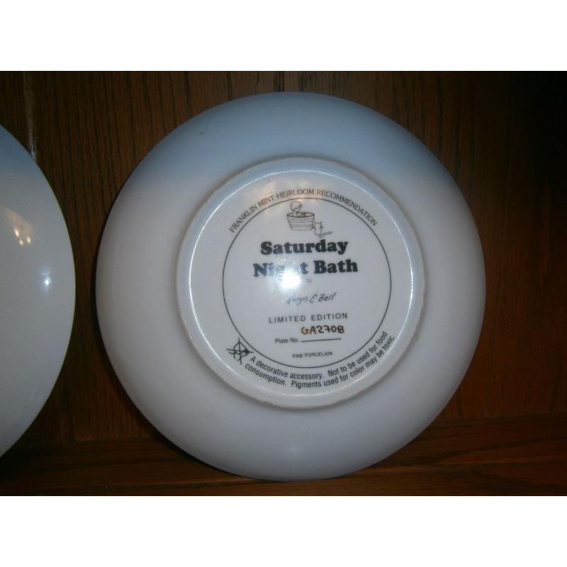 PAIR OF FRANKLIN MINT PLATES SATURDAY NIGHT BATH & HOMEMADE SWEETS KARYN E BELL