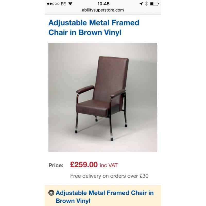 Height adjustable disability chair