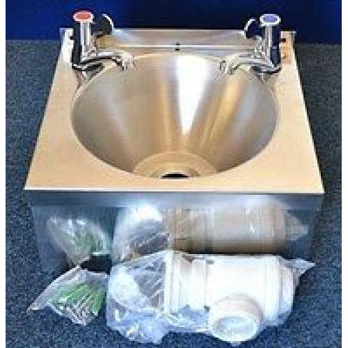 Hand wash sink with lever taps