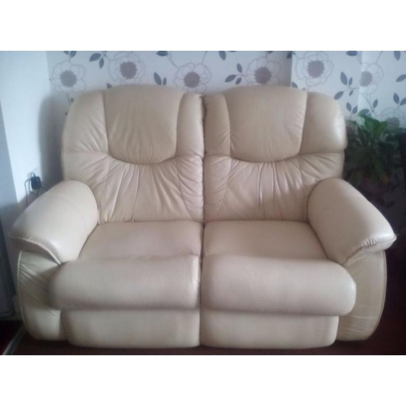 Two setter settee and electric arm chair cream