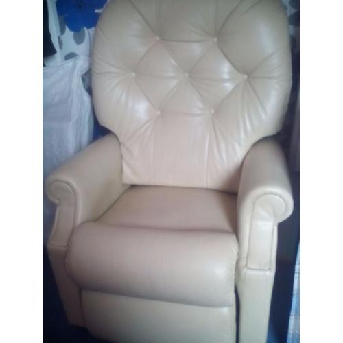 Two setter settee and electric arm chair cream