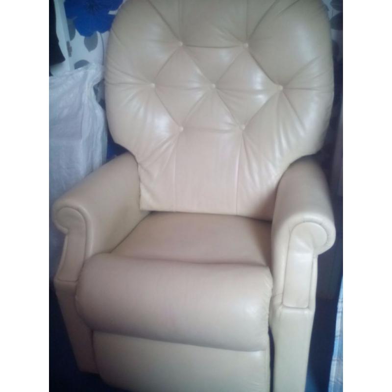 Two setter settee and electric arm chair cream