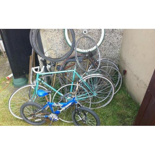 Job lot, vintage bicycle frames, parts ...