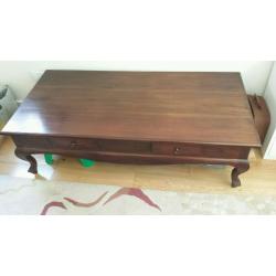 Beautiful large dark solid wood coffee table
