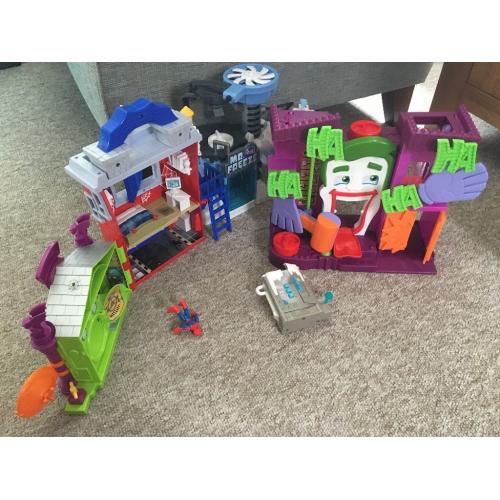 Imaginext Joker and Mr Freeze hideouts, Spider-Man and green goblin hide out