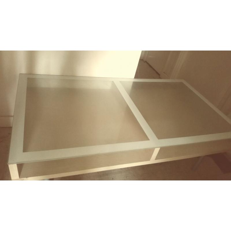 Beech coffee table with glass top