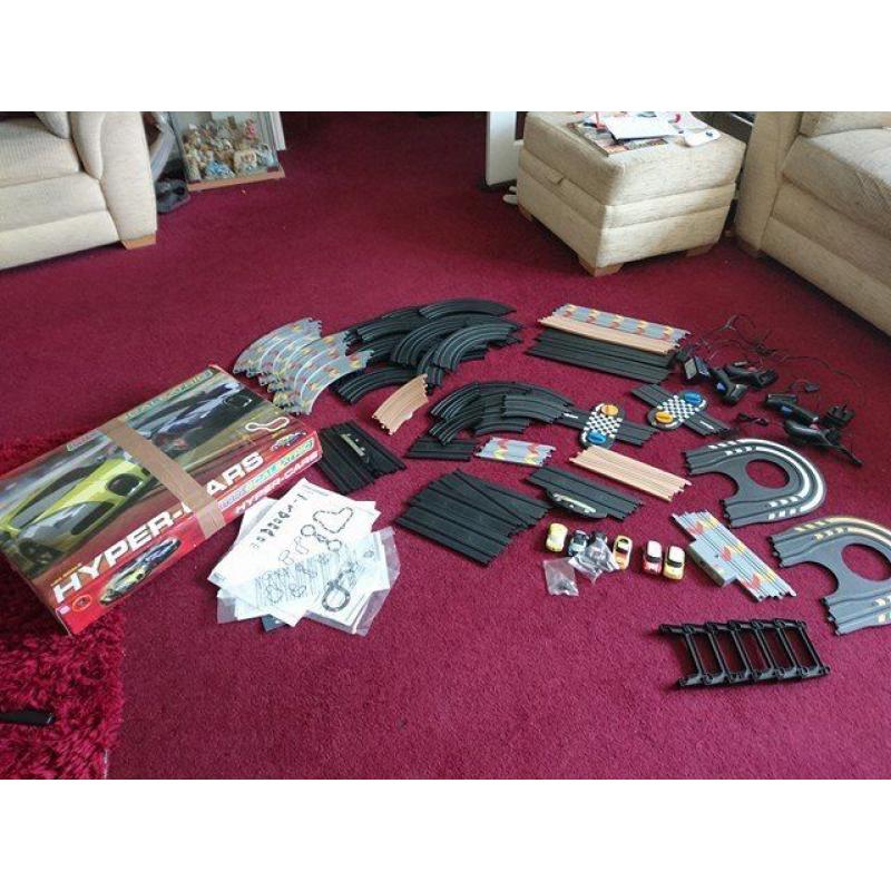 Large Scalextric bundle, over 3 sets with 6 cars and loads of track