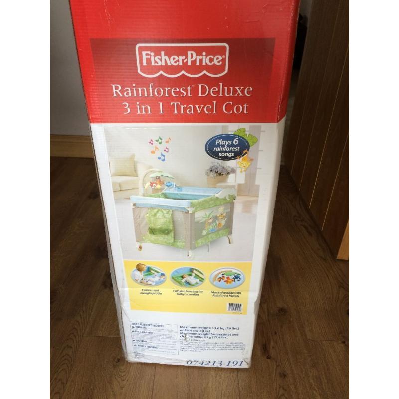 Fisher Price Rainforest Deluxe 3 in 1 travel cot
