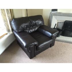 2 Piece Leather suite, Sofa and Armchair, good condition