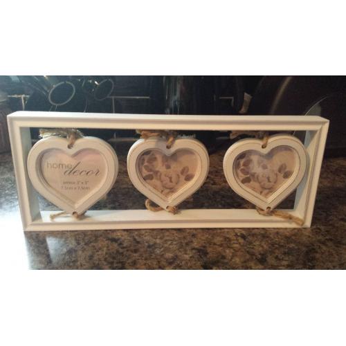 shabby chic love heart trio frame