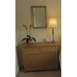 Solid Oak Chests (2), matching bedside chests (2) - set or individual pieces