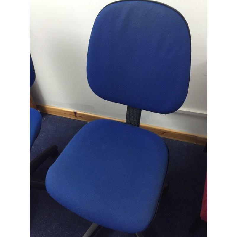 Blue swivel chairs & desk for bargain price