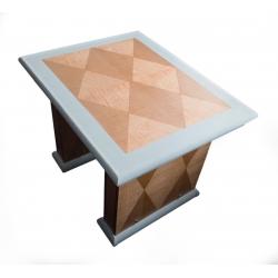 Reclaimed vintage pine table with duck egg border