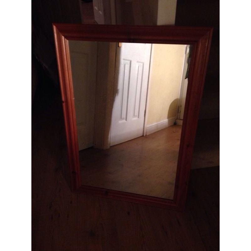 Large wooden frame mirror