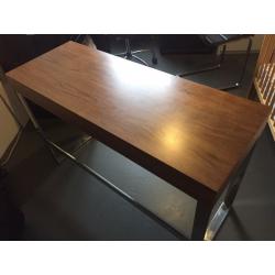 Dwell console design table walnut veneer brushed stainless steel