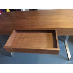 Dwell console design table walnut veneer brushed stainless steel