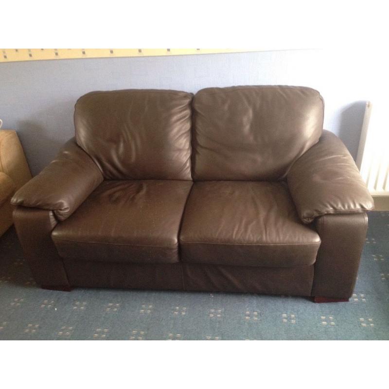 2 matching 2 seater brown leather sofas. Need to go as new ones arriving.