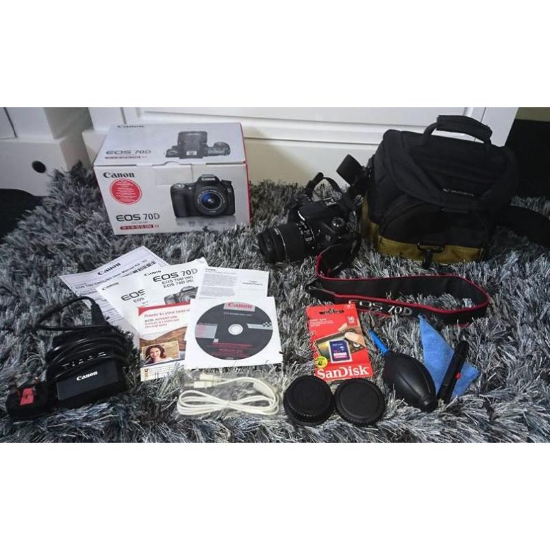 Canon EOS 70D DSLR Wifi touch screen camera with warranty + extras