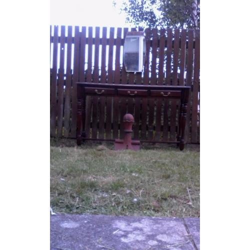 Two victotian chimney pots, one victorian finial, one victorian oblisk mirror and 3draw hallway dres