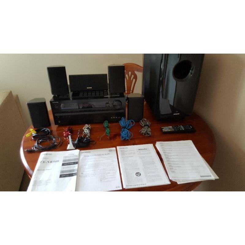 ONKYO TX NR509 HOME RECEIVER, SPEAKERS AND SUBWOOFER WITH SPOTIFY BUILT IN