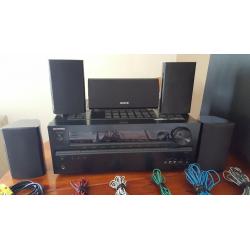ONKYO TX NR509 HOME RECEIVER, SPEAKERS AND SUBWOOFER WITH SPOTIFY BUILT IN