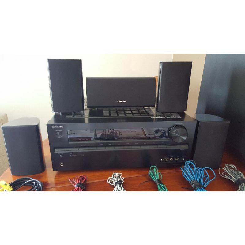 ONKYO TX NR509 HOME RECEIVER, SPEAKERS AND SUBWOOFER WITH SPOTIFY BUILT IN