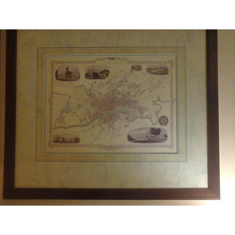 PRINT ANTIQUE MAP OF GLASGOW LIMITED EDITION TERRIFIC FOR SCOTTISH COLLECTORS !