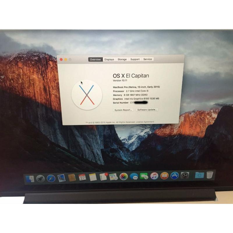 APPLE MACBOOK PRO RETINA 13" 13.3" CORE i5 2.7GHz 8GB 128-GB MF839B/A 2015